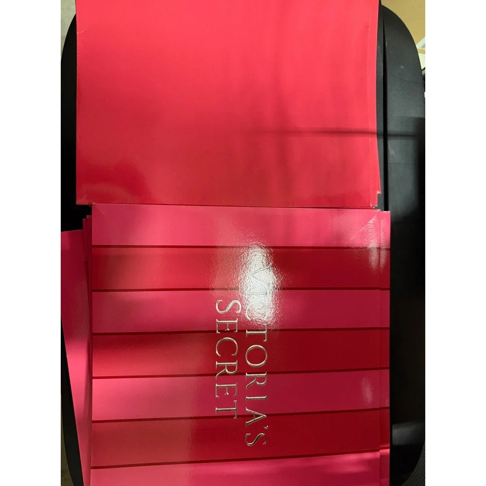 Victorias Secret Signature Pink Stripe Gift Boxes Silver Logo Set of 7‎